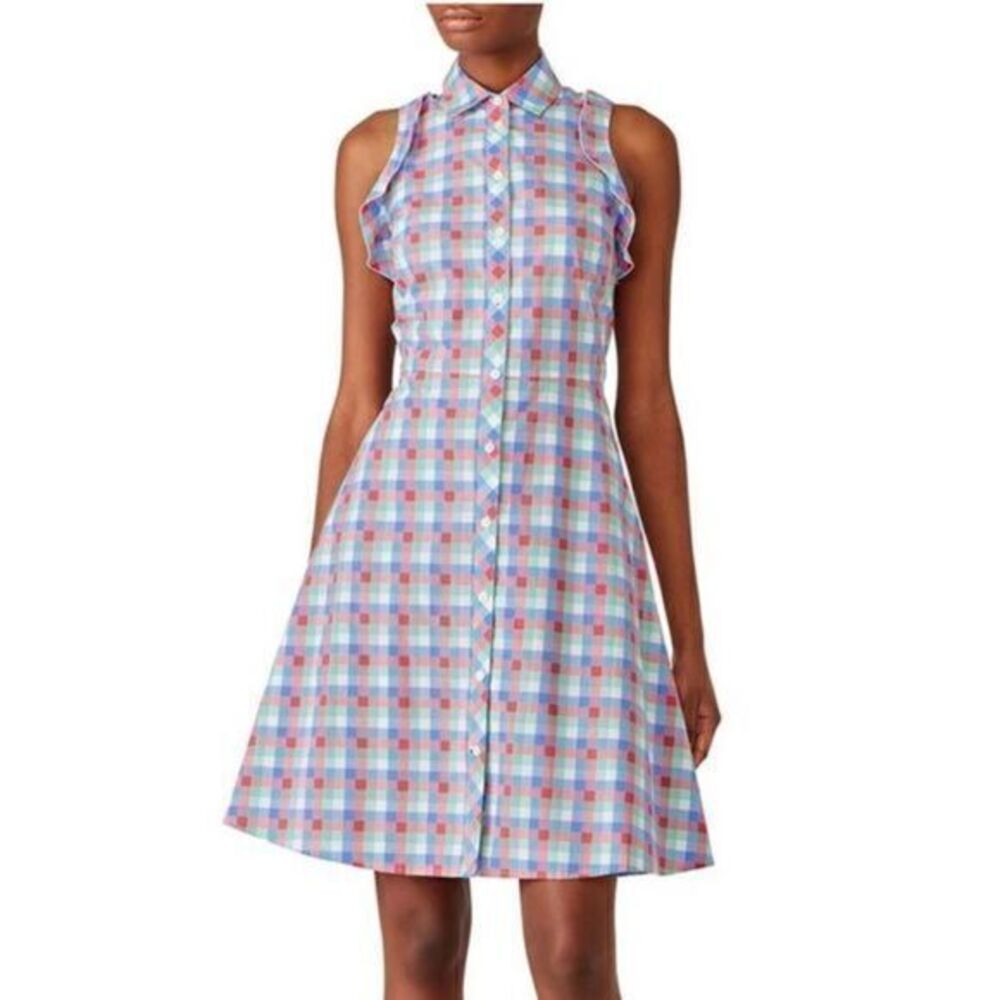 KATE SPADE Madras Poplin Shirt Buttoned Mini Dress SMALL